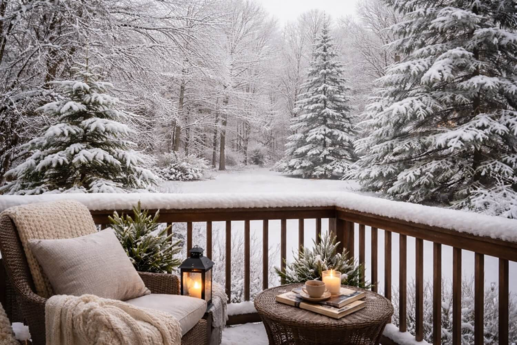 Peaceful winter scene reflecting quiet apartment living at Cambridge Place Apartments in Iowa City.