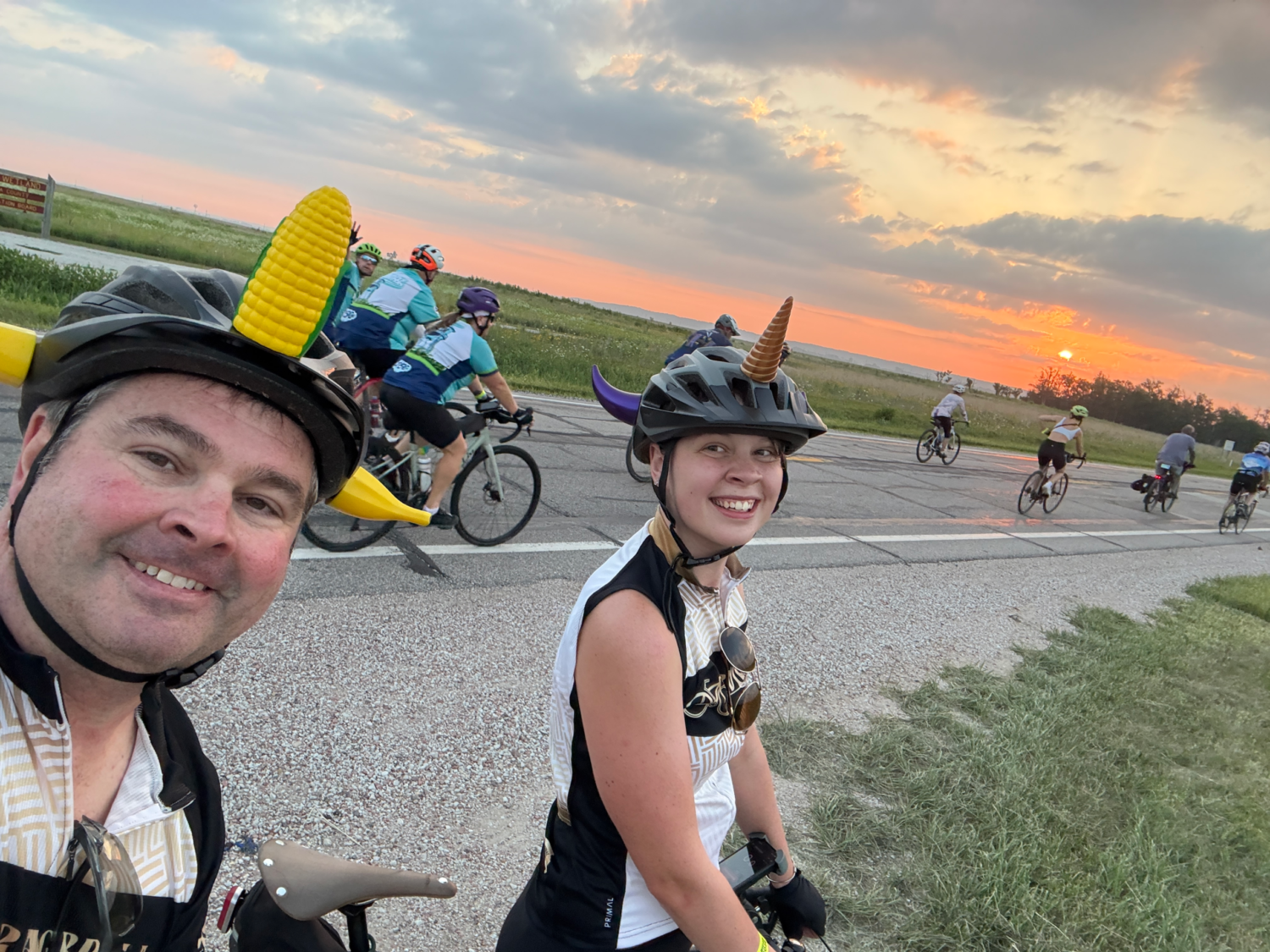 RAGBRAI cyclists taking a break along the Iowa route